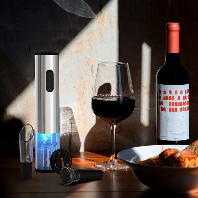 Elektrisk Vinåbner med LED Lys - Genopladelig og Brugervenlig