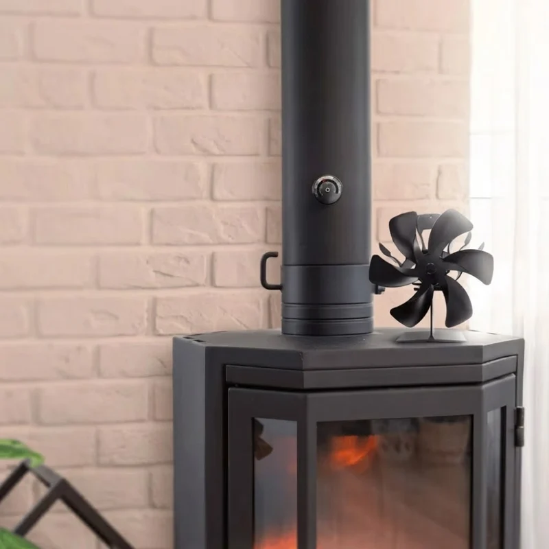Energibesparende Brændeovnsventilator med 6 Blad og Termometer