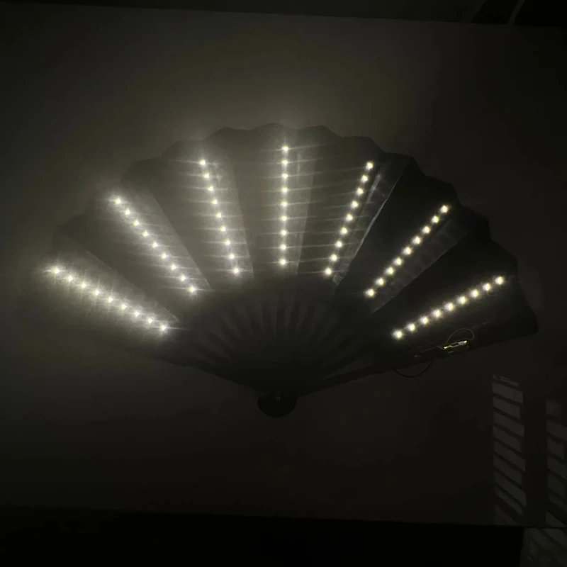 LED Sammenklappelig Danse-Fan med Lysende Effekter til Fest
