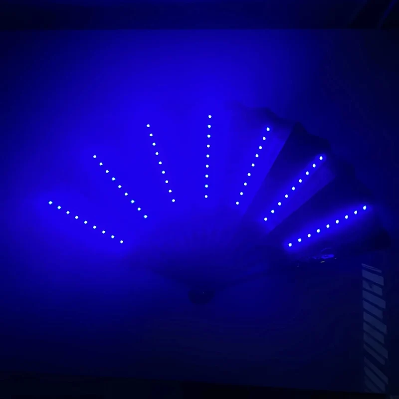 LED Sammenklappelig Danse-Fan med Lysende Effekter til Fest