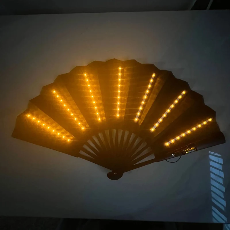 LED Sammenklappelig Danse-Fan med Lysende Effekter til Fest