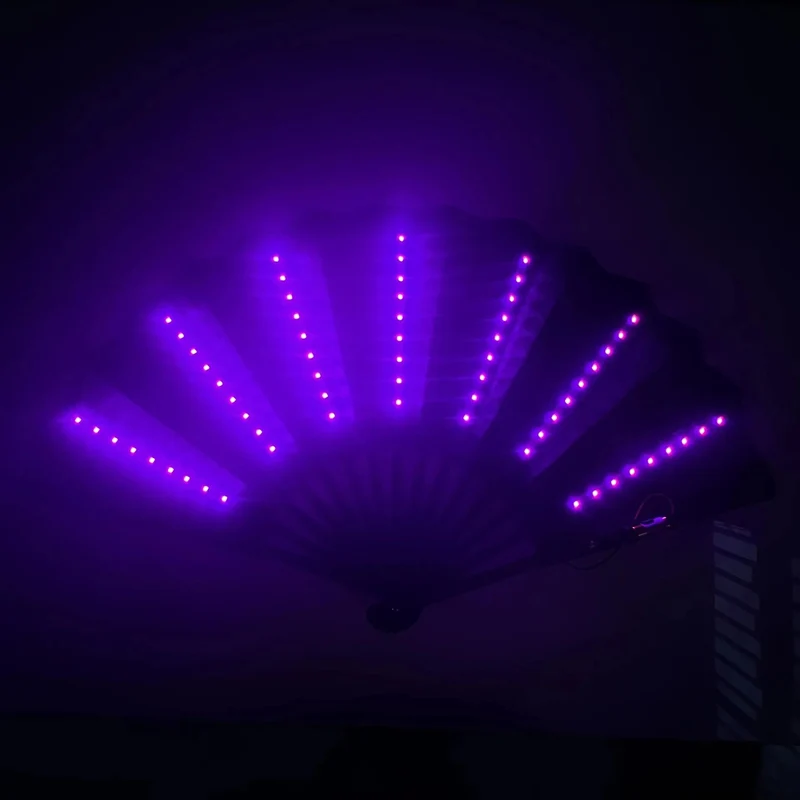 LED Sammenklappelig Danse-Fan med Lysende Effekter til Fest