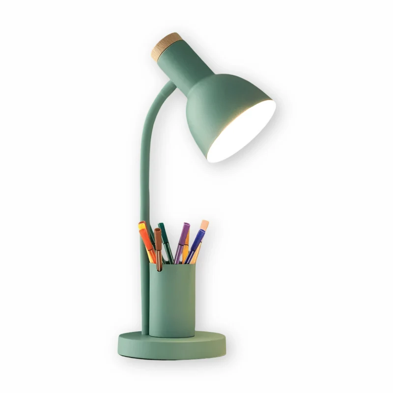 Moderne LED Bordlampe med Penneholder og Justerbart Lys