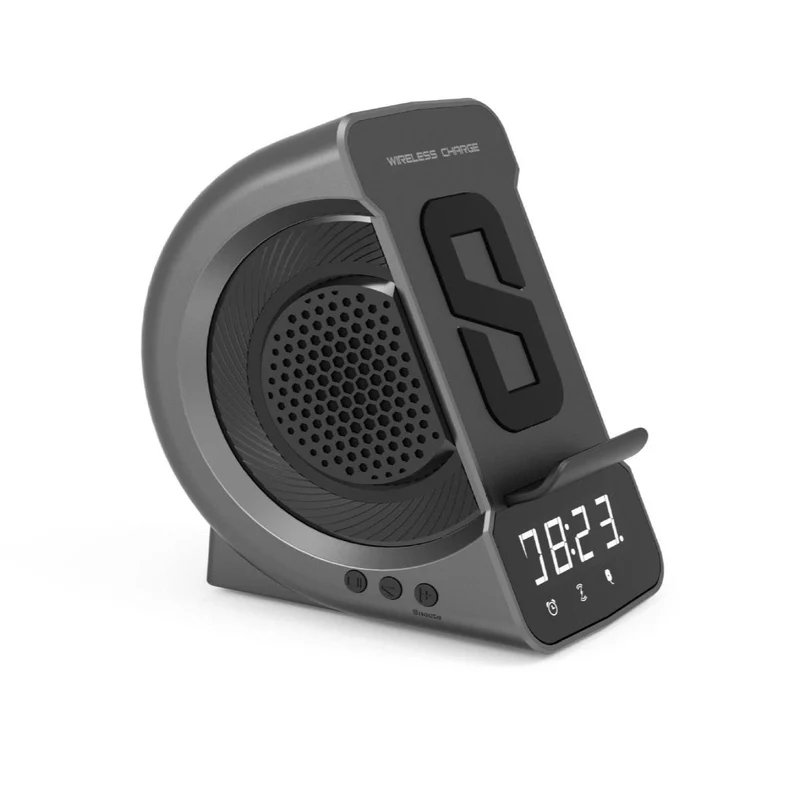 Bærbar Bluetooth Højttaler med Alarm & Trådløs Opladning