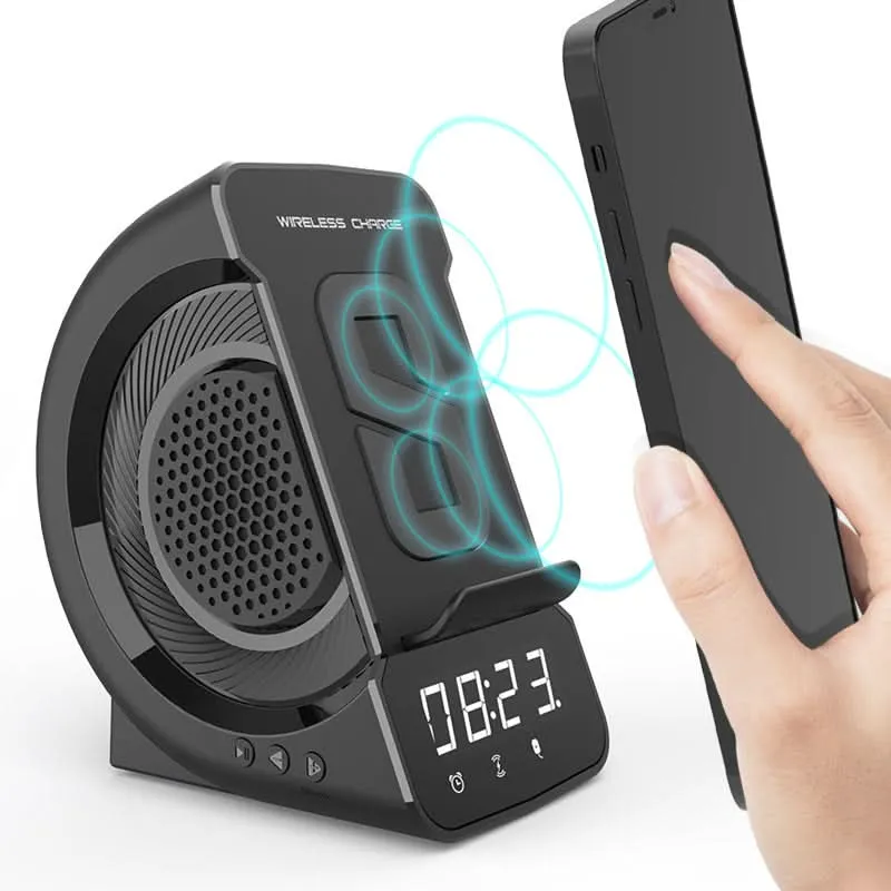 Bærbar Bluetooth Højttaler med Alarm & Trådløs Opladning