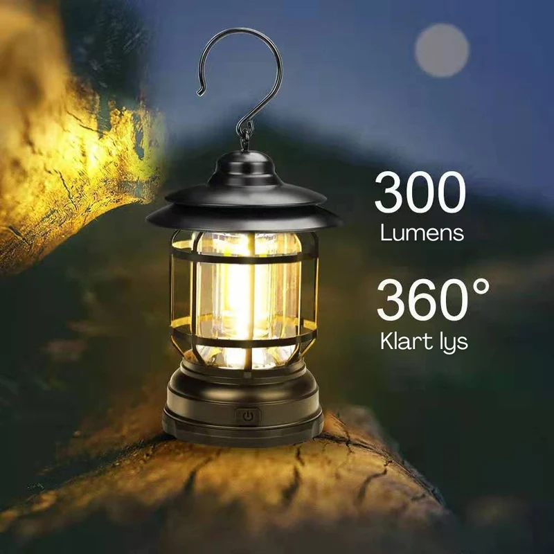 Retro Campinglampe med 360° LED og Magnetisk Montering
