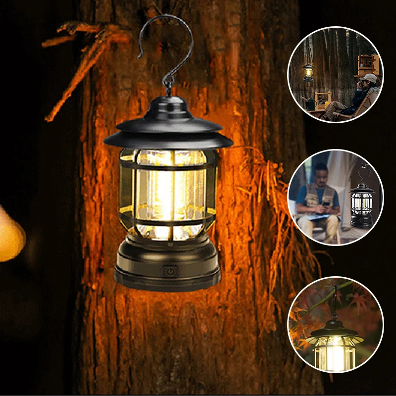 Retro Campinglampe med 360° LED og Magnetisk Montering