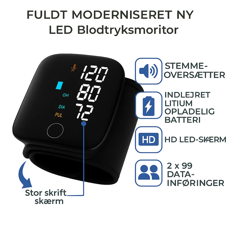 Præcis Blodtryksmåler med Bluetooth & Arytmidetektion