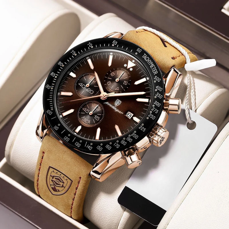 Elegant Chronograph Armbåndsur med Dato & Stilfuldt Design