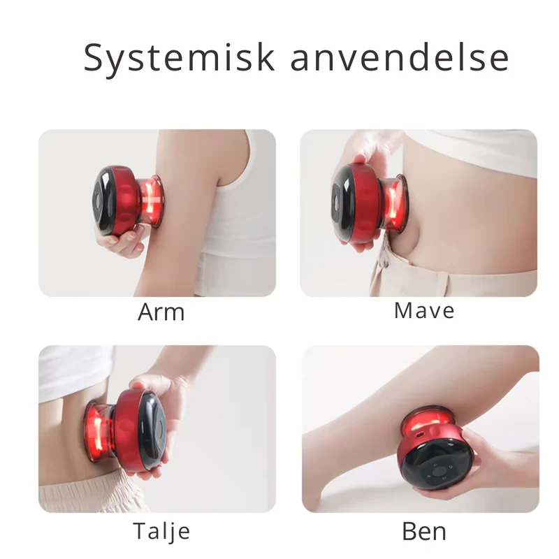 Bærbar Cupping Massager med Varmeterapi og Rødt Lys