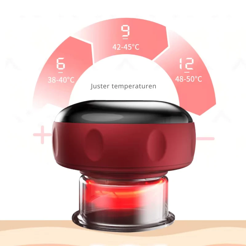 Bærbar Cupping Massager med Varmeterapi og Rødt Lys
