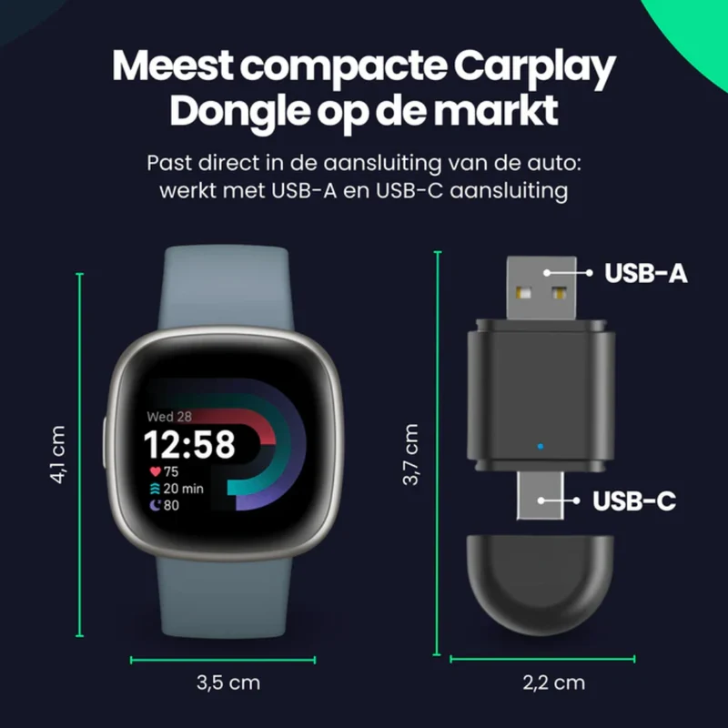 Trådløs 2-i-1 CarPlay Adapter til Bil med USB-forbindelse