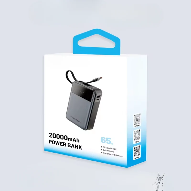 Kraftfuld 20000mAh Powerbank med 65W PD Hurtigopladning