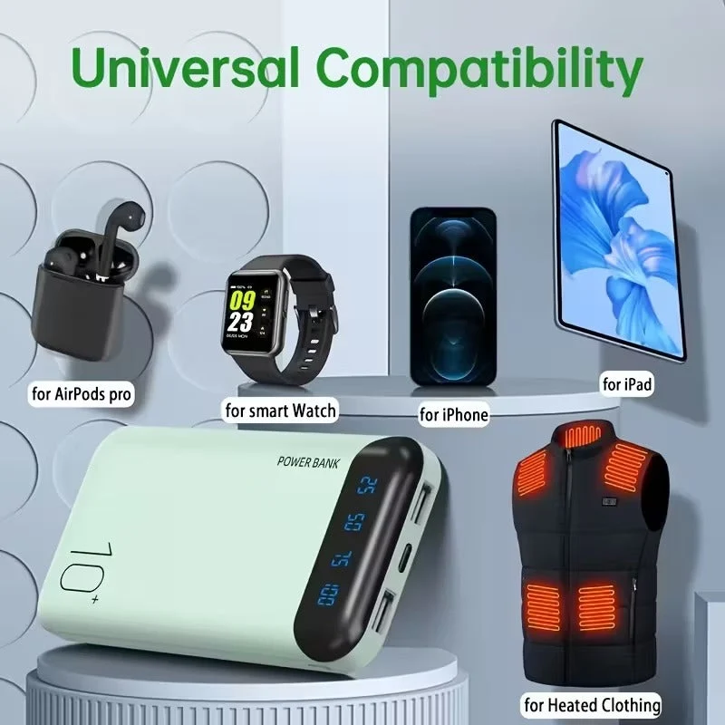 Kraftfuld Powerbank 10000-20000 mAh med LED & Dobbelt USB