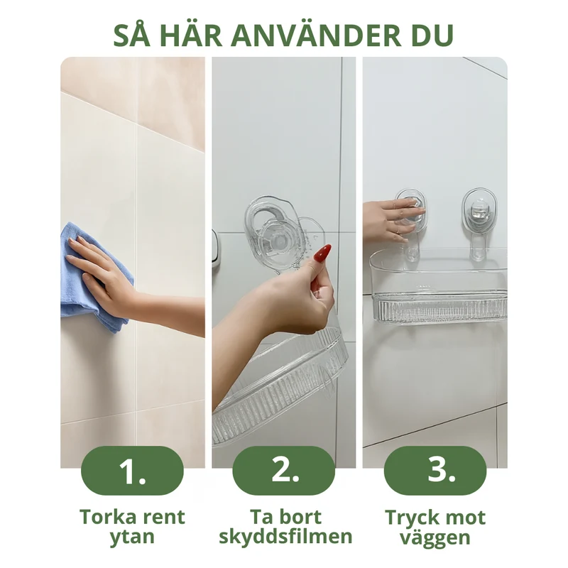 Selvklæbende hylde til badeværelse – Ingen boring, nem montering
