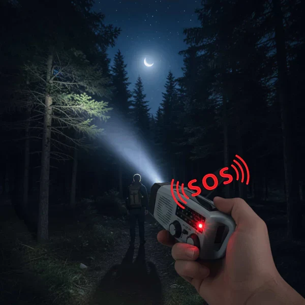 Kompakt Soldreven Nødradio med USB Opladning & LED-lys