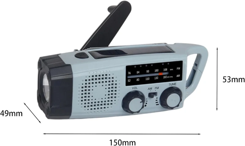 Kompakt Soldreven Nødradio med USB Opladning & LED-lys