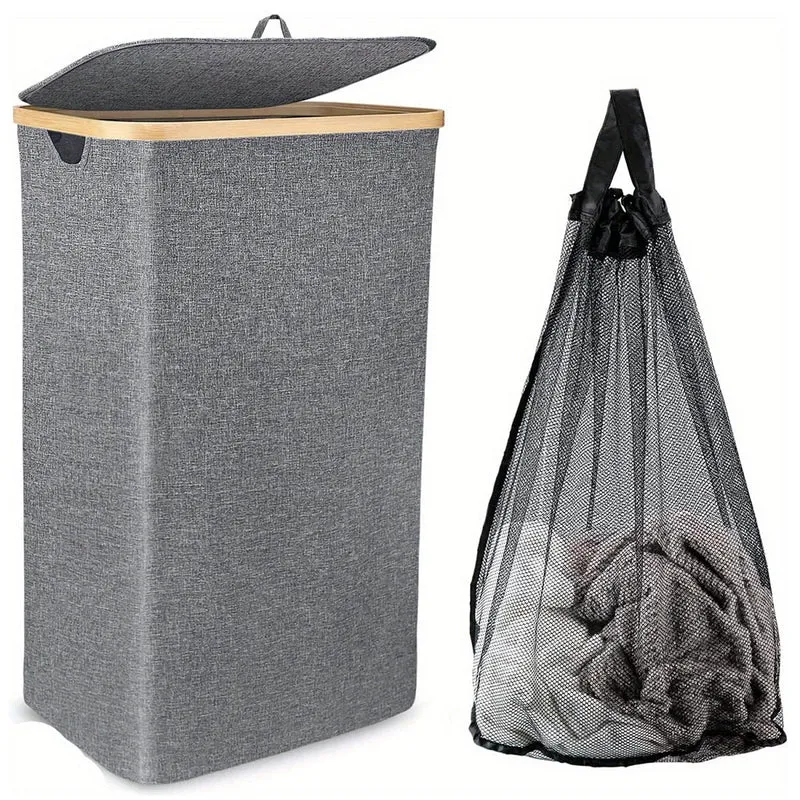 Rummelig Vasketøjskurv 110L med Låg og Vandafvisende Design