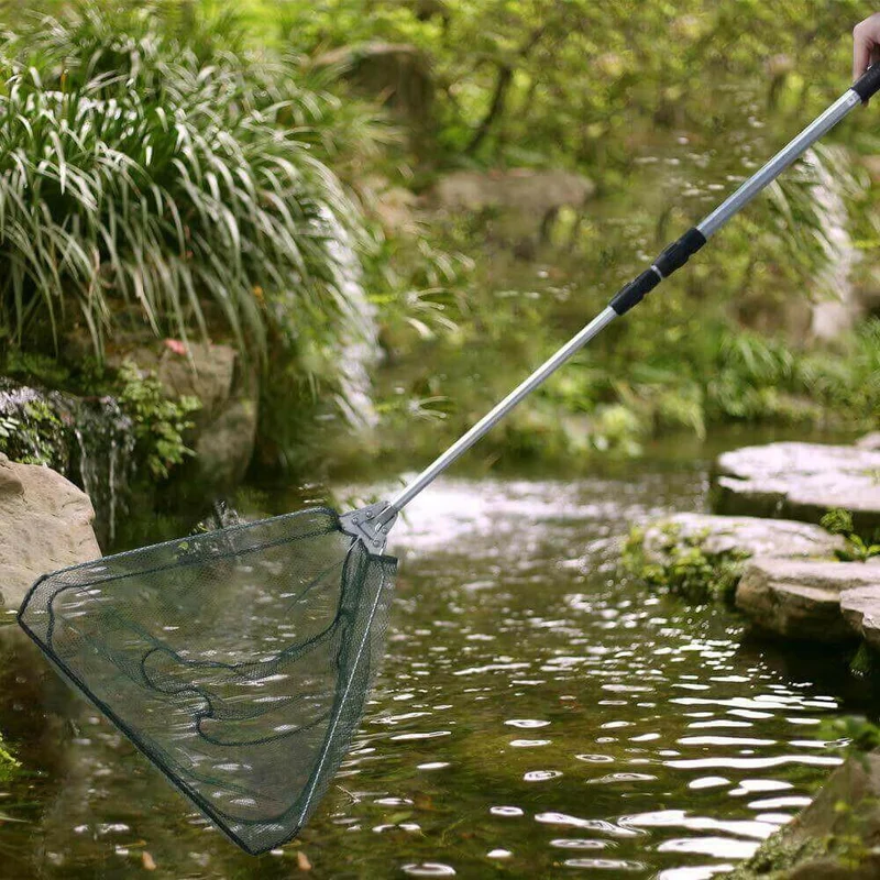 Teleskopisk fiskegarn med foldbart design til nem opbevaring