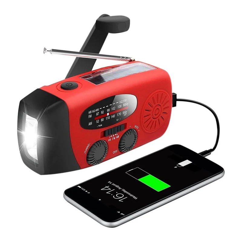 Solcelledrevet Nødradio med Powerbank og Multifunktioner