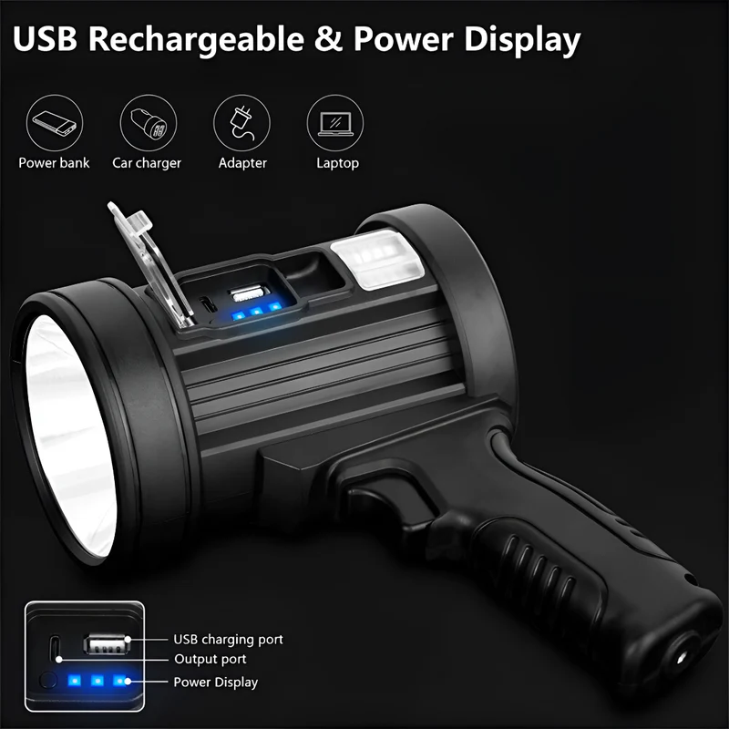 Kraftfuld Genopladelig LED Lommelygte med 100000 Lumen
