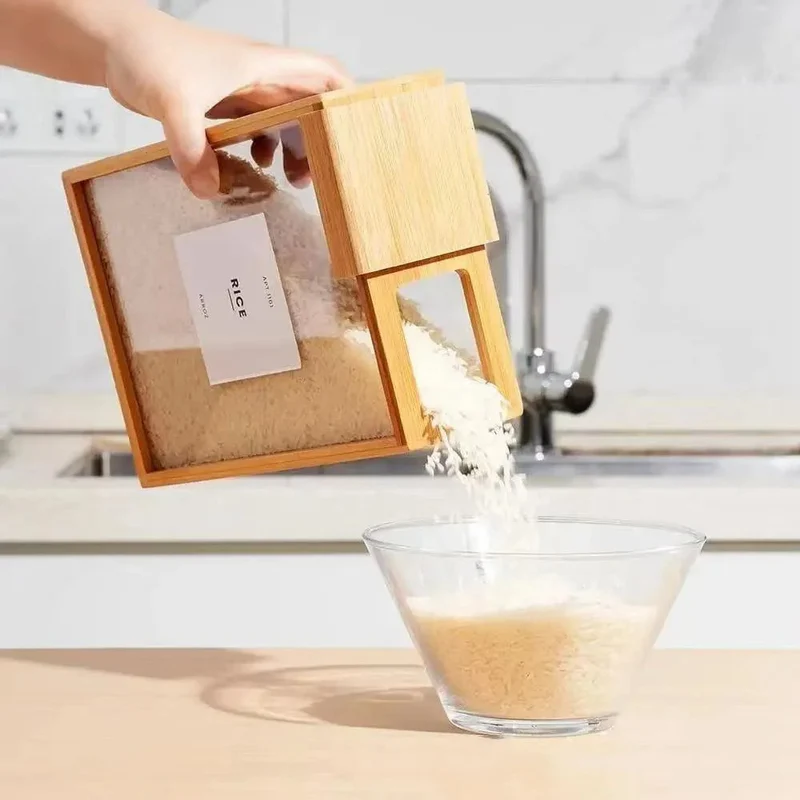 Bæredygtig Bambus Dispenser til Korn og Snacks, 2L