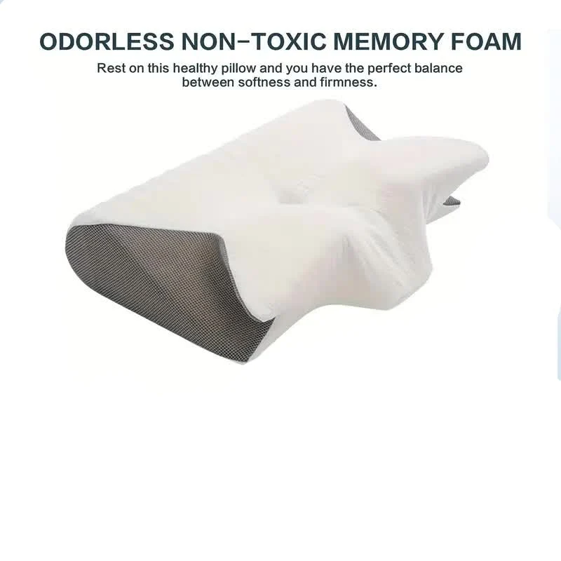 Ergonomisk Memory Foam Pude - Optimal Nakke- og Rygstøtte
