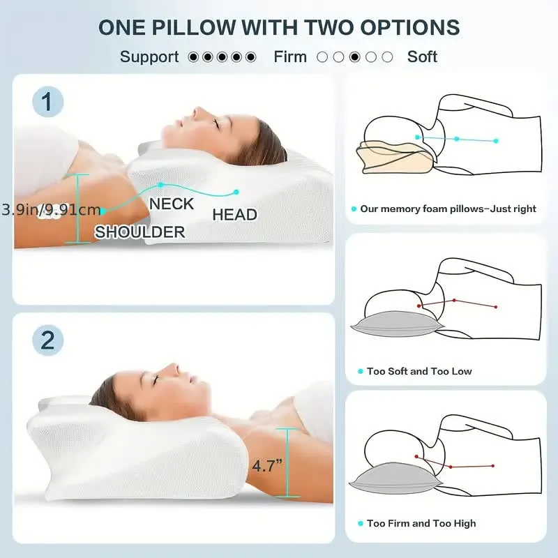 Ergonomisk Memory Foam Pude - Optimal Nakke- og Rygstøtte