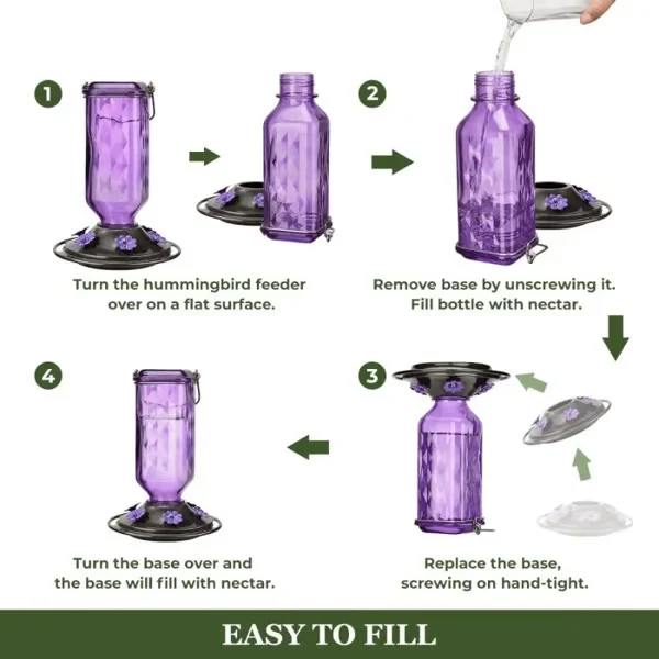 Elegant Kolibrifoderautomat i Glas til Din Have