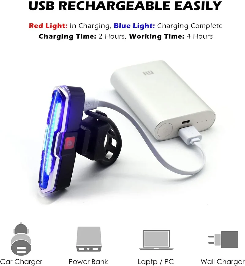 Kompakt USB-C Cykellygte Baglys – 110 Lumen for Sikkerhed