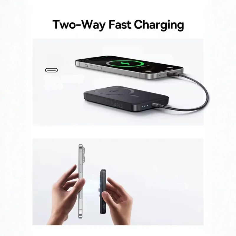 Kompakt Magnetisk Powerbank 10000mAh – Trådløs & Hurtig Opladning