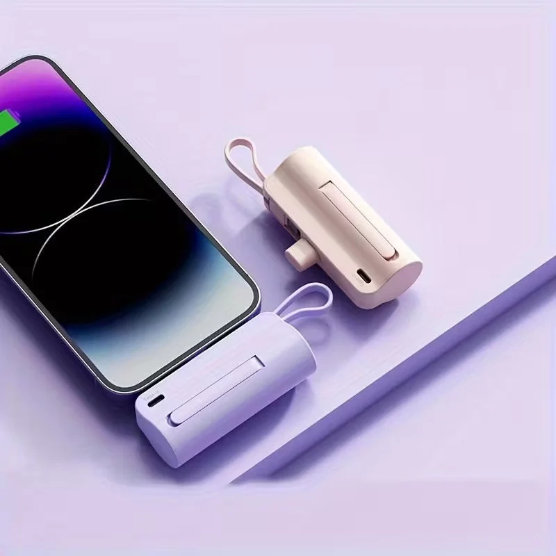 Kompakt USB-C Powerbank 5000mAh - Hurtig Opladning på Farten
