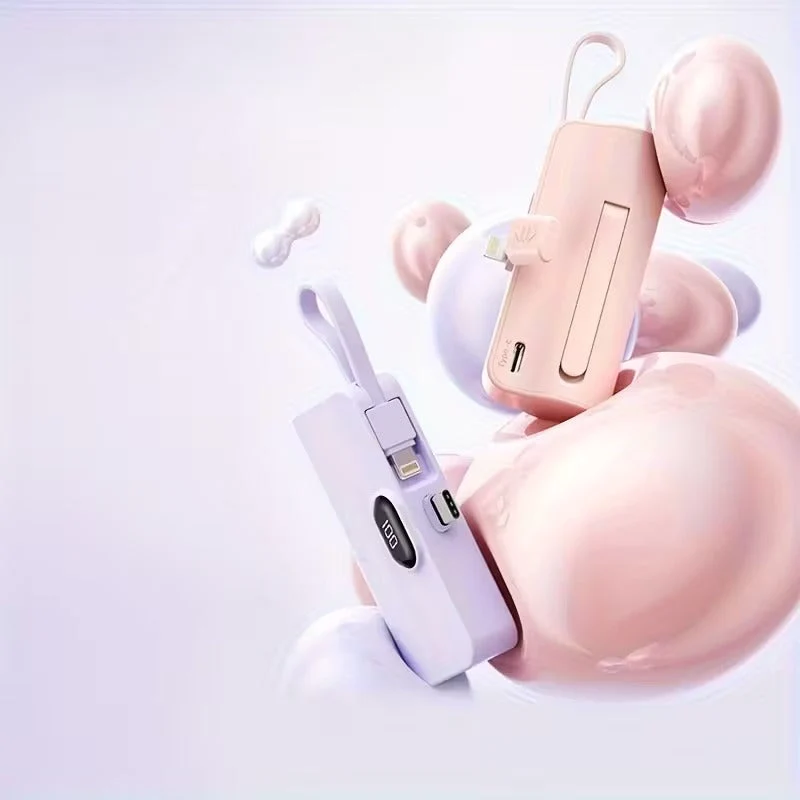 Kompakt USB-C Powerbank 5000mAh - Hurtig Opladning på Farten