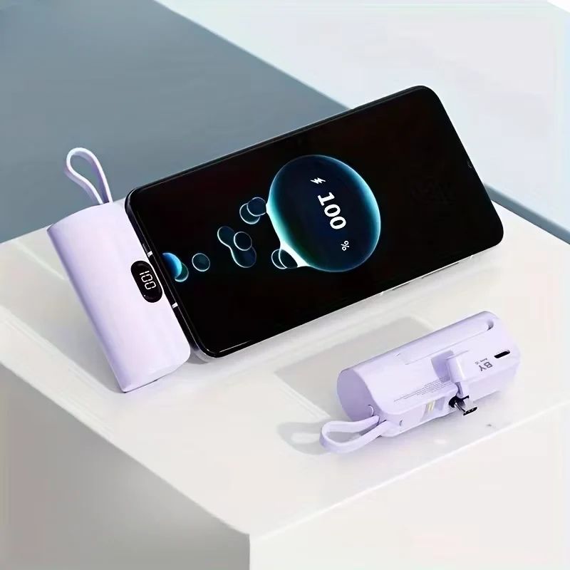 Kompakt USB-C Powerbank 5000mAh - Hurtig Opladning på Farten
