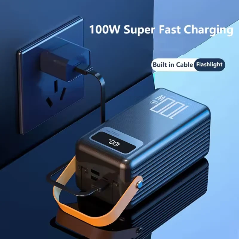 Højkapacitets Powerbank 160000mAh med USB Type-C og LED