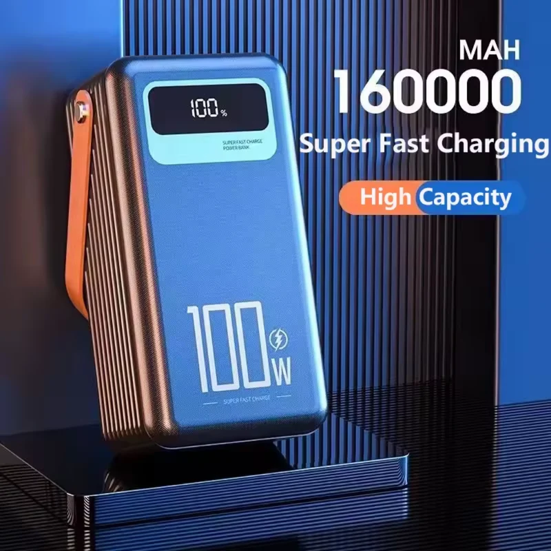 Højkapacitets Powerbank 160000mAh med USB Type-C og LED