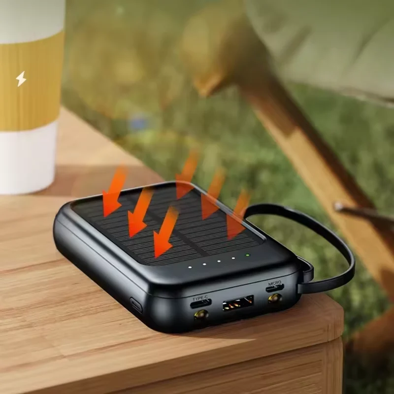 Solcelledrevet Powerbank 20000mAh - Trådløs og Hurtig Opladning