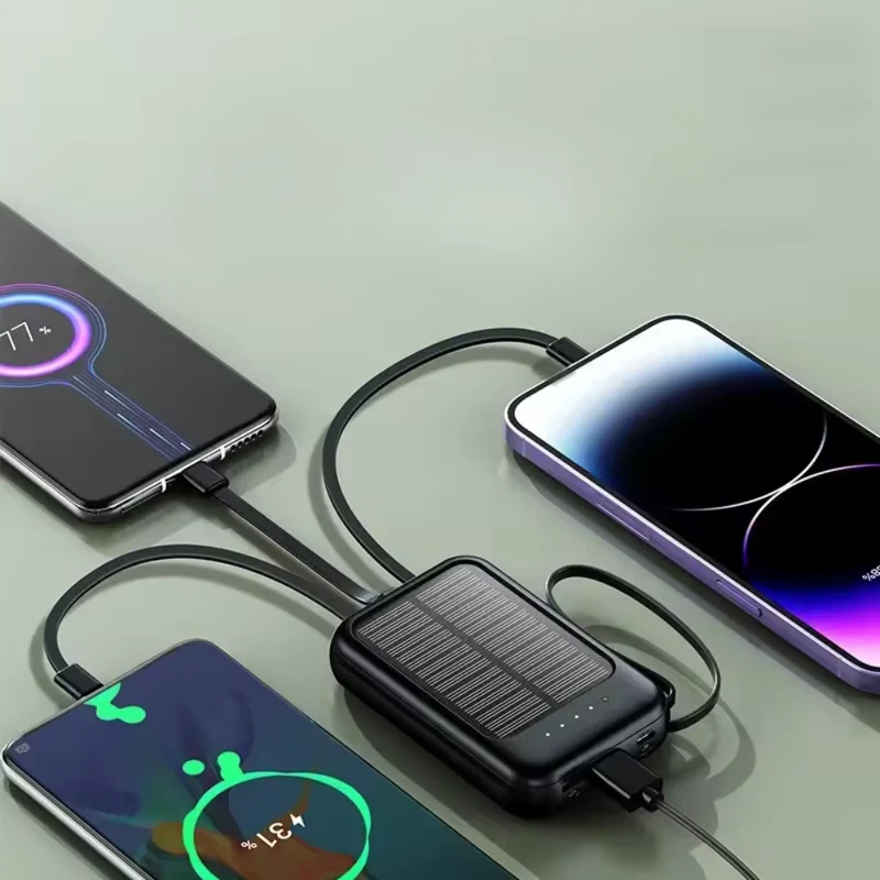 Solcelledrevet Powerbank 20000mAh - Trådløs og Hurtig Opladning