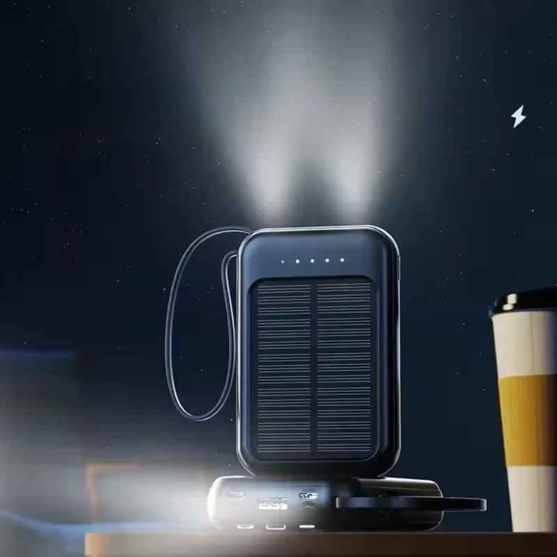 Solcelledrevet Powerbank 20000mAh - Trådløs og Hurtig Opladning