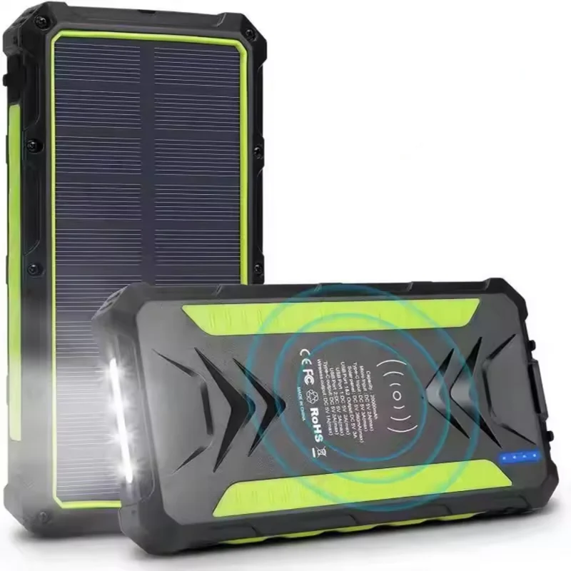 Solopladelig Powerbank 36000mAh med Lommelygte og Hurtig Opladning