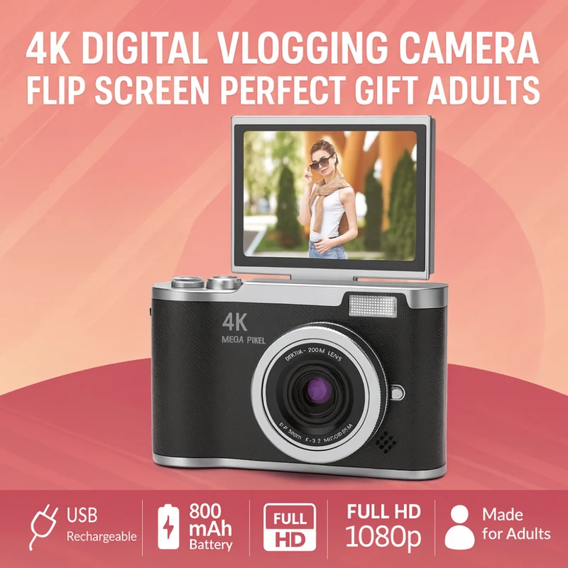 4K Vlogging Kamera til Voksne – Let og Brugervenlig Optagelse