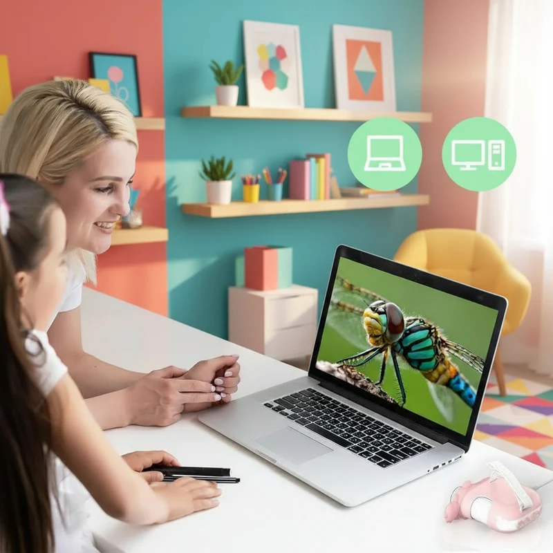 Børnevenligt Digitalt 3-i-1 Mikroskop med 1000X Zoom