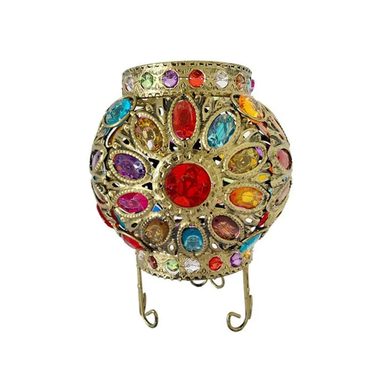 Bronze Natbordlampe med Akrylperler - Elegant Belysning