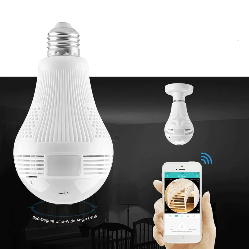 360° LED Kamera med Bevægelsessensor og WiFi-Forbindelse