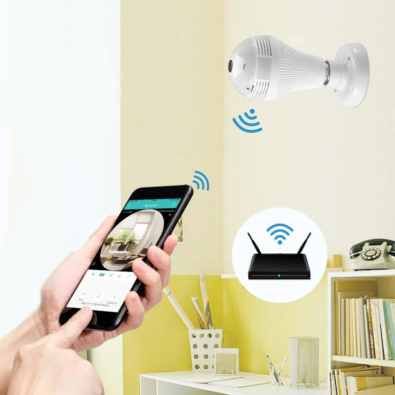360° LED Kamera med Bevægelsessensor og WiFi-Forbindelse