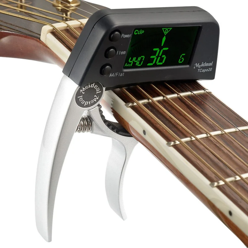 Professionelt 2-i-1 Capo og Tuner til Guitare