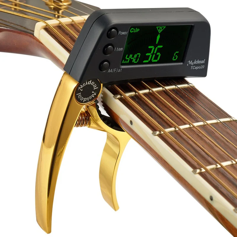 Professionelt 2-i-1 Capo og Tuner til Guitare