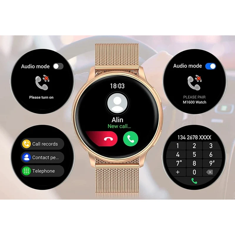 Smartwatch med Bluetooth-opkald og sundhedsovervågning
