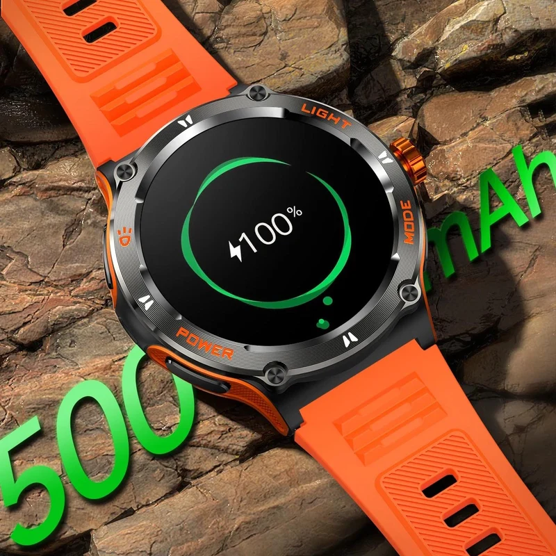 Smartwatch til Mænd med HD Skærm, LED Lygte og Kompas