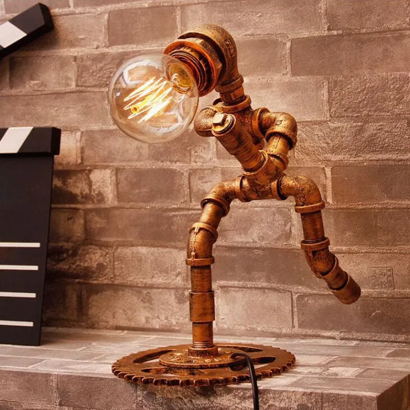 Vintage Bordlampe i Metal - Unikt Design & Hygge Belysning